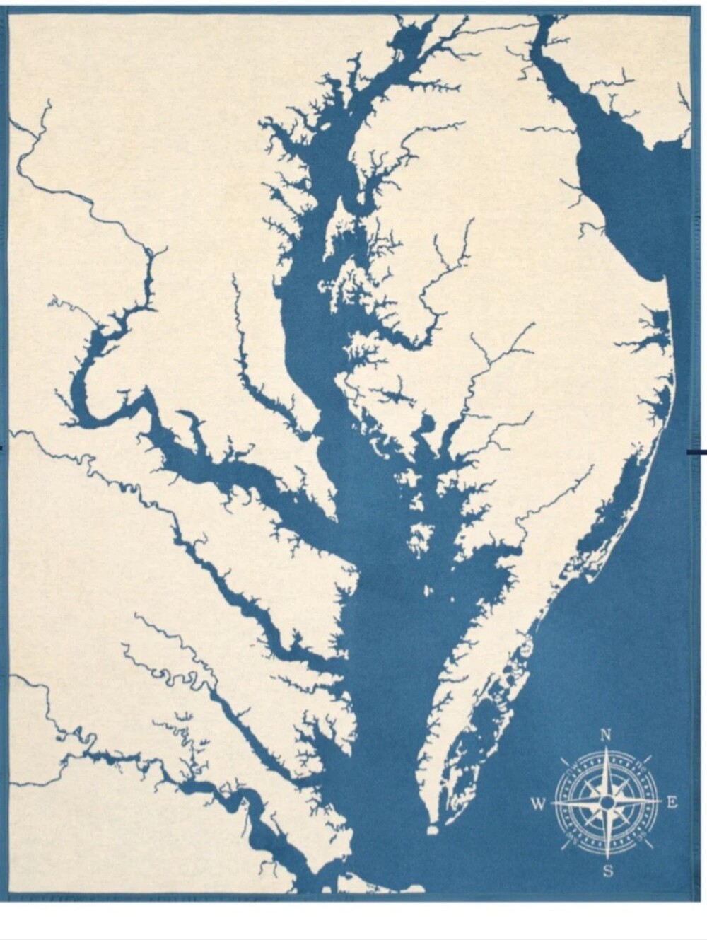 ChappyWrap Chesapeake Bay Map Reversible Blanket 60 X 80 In.